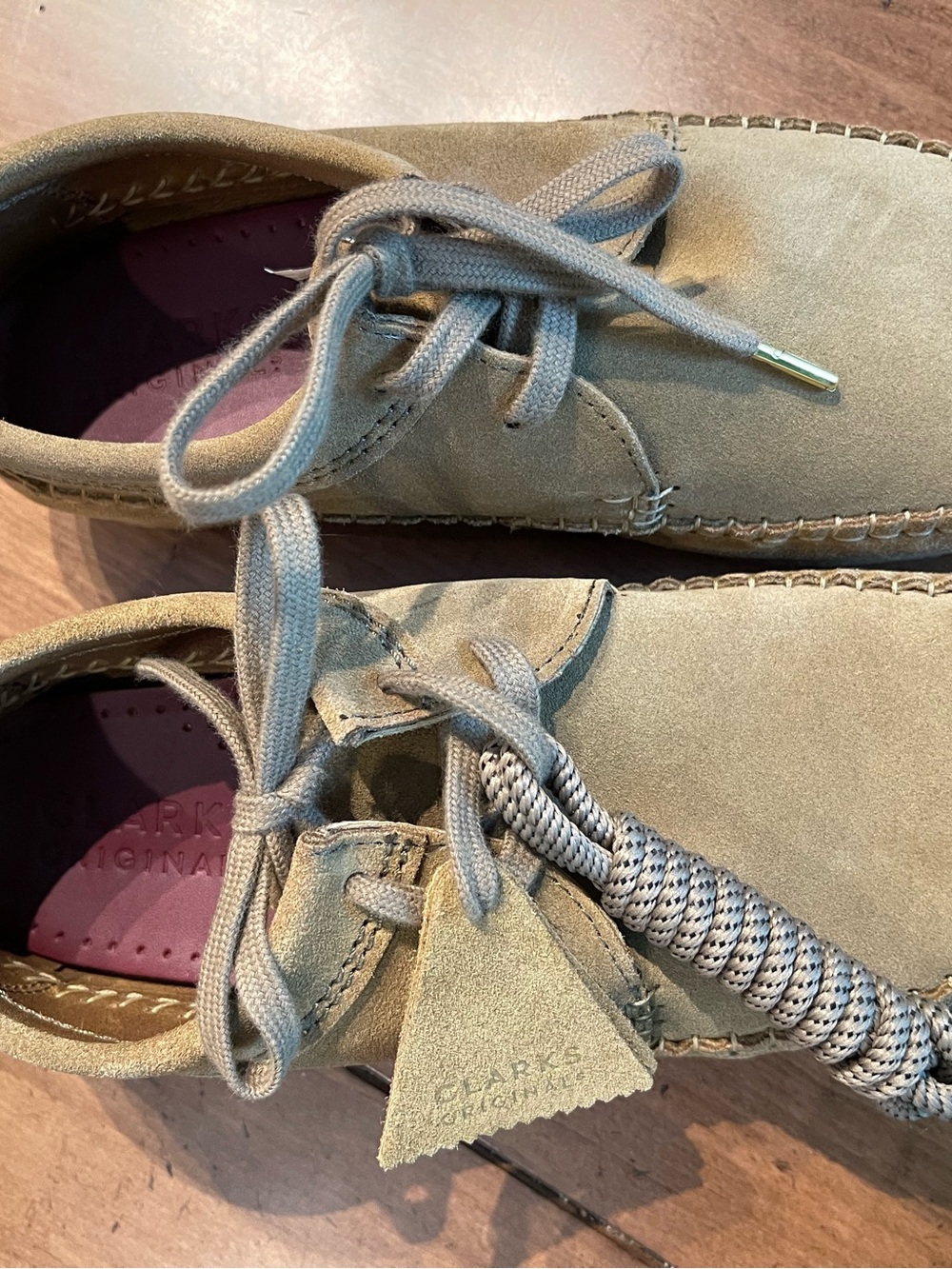 Clarks Suede Lace-Up Moccasin in Light Khaki